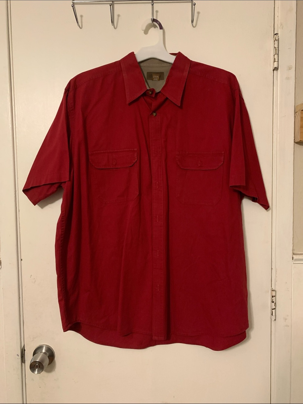 Faded Glory Men's Short-Sleeve Button-Down Shirt in Red